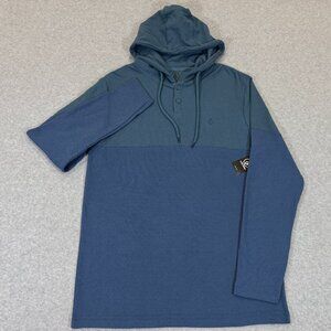 Volcom Nunez Colorblocked Thermal Hoodie Henley Pullover Blue Men's Small NWT